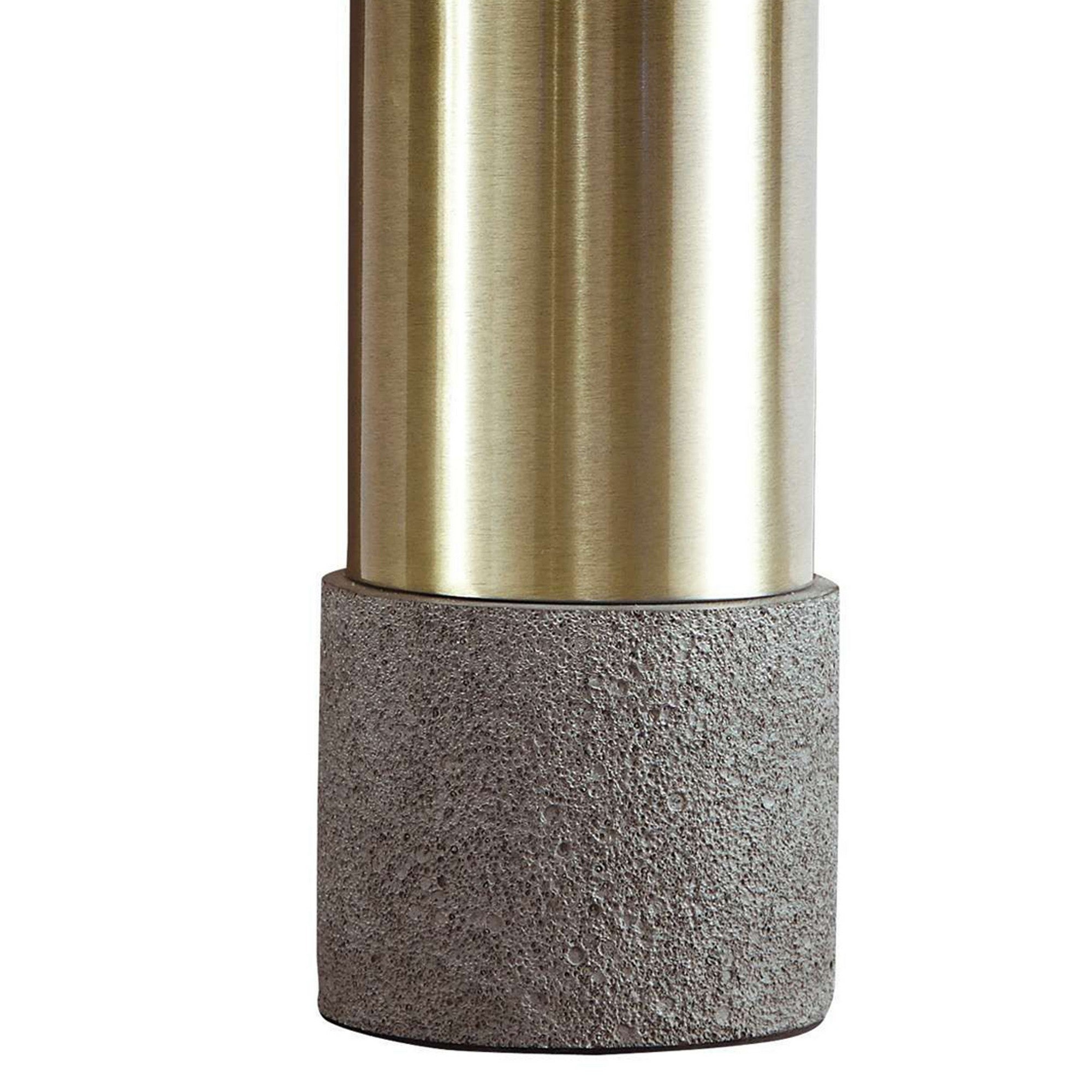 Faux Concrete and Metal Base Table Lamp Set of 2 Brass and Gray-zoom-3