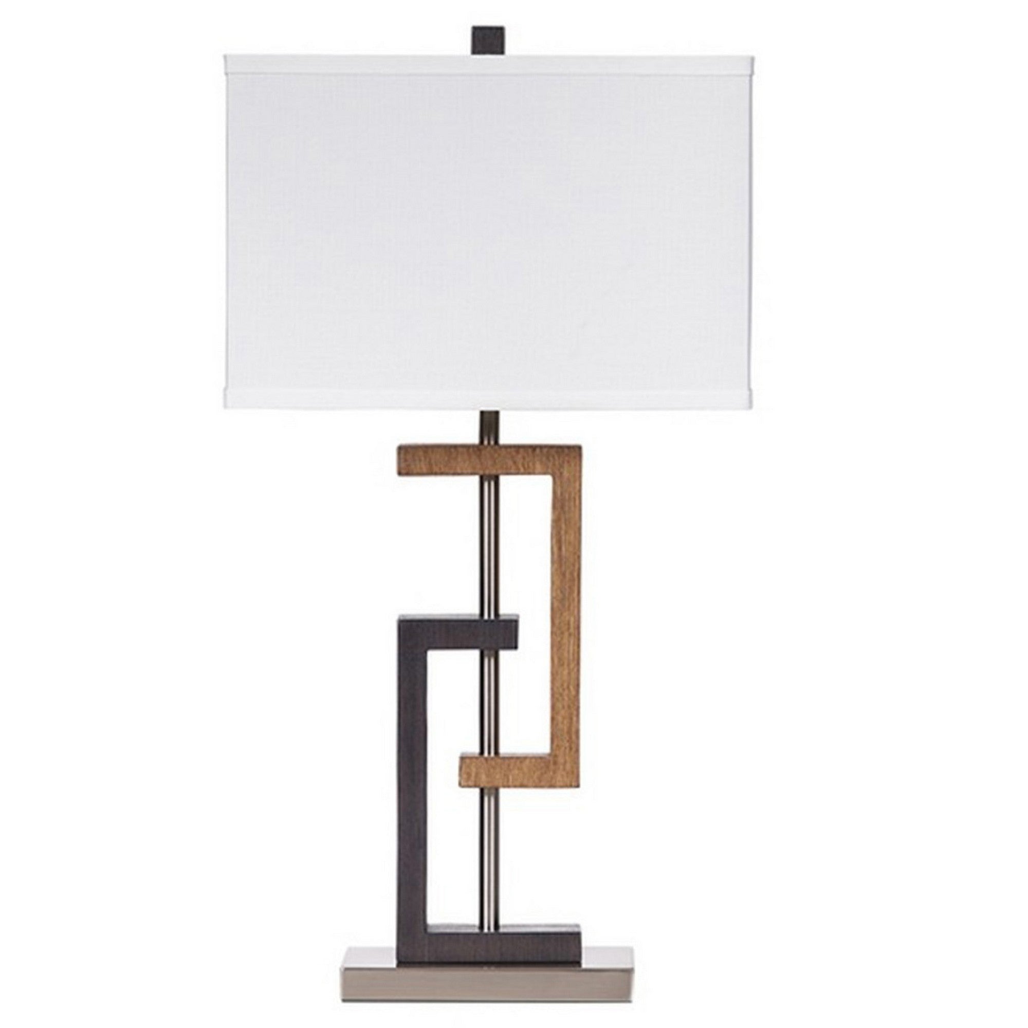 Lattice Base Hardback Table Lamp Set of 2 Brown and Silver-zoom-2