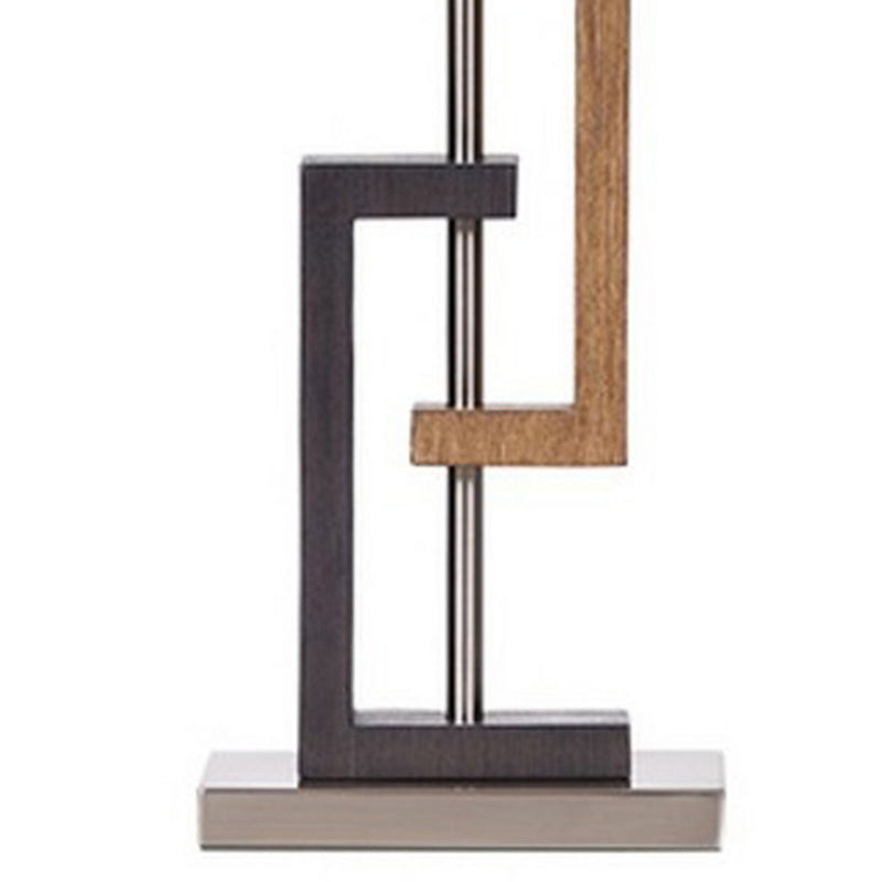 Lattice Base Hardback Table Lamp Set of 2 Brown and Silver-zoom-
