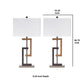 Lattice Base Hardback Table Lamp Set of 2 Brown and Silver