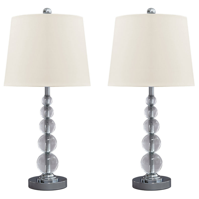 Stacked Orb Base Table Lamp with Drum Shade Set of 2 Off White and Chrome-zoom-