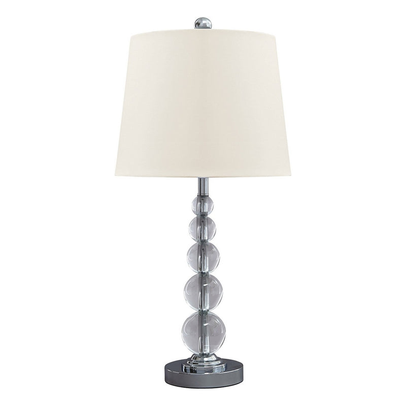 Stacked Orb Base Table Lamp with Drum Shade Set of 2 Off White and Chrome-zoom-