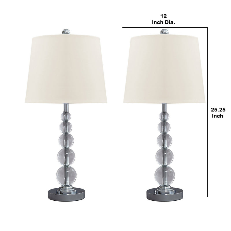 Stacked Orb Base Table Lamp with Drum Shade Set of 2 Off White and Chrome-zoom-