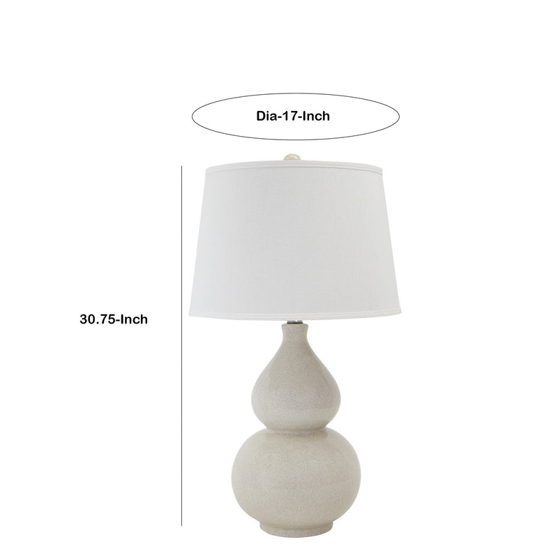 Hardback Shade Table Lamp with Double Gourd Ceramic Base Cream-zoom-