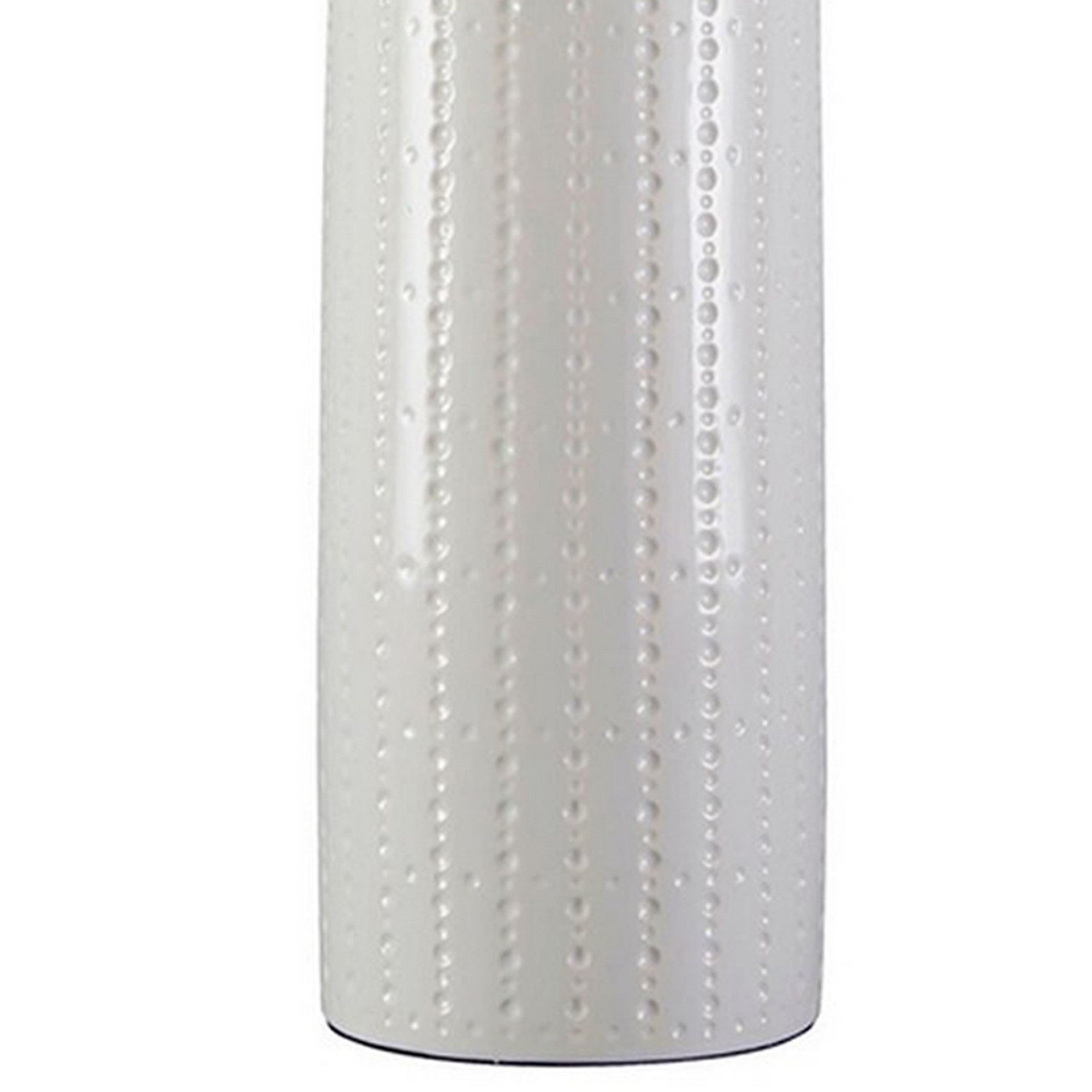 Carved Ceramic Base Table Lamp with Drum Shade Set of 2 White-zoom-3