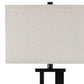 Metal Frame Table Lamp with Hardback Shade Set of 2 Off White and Bronze