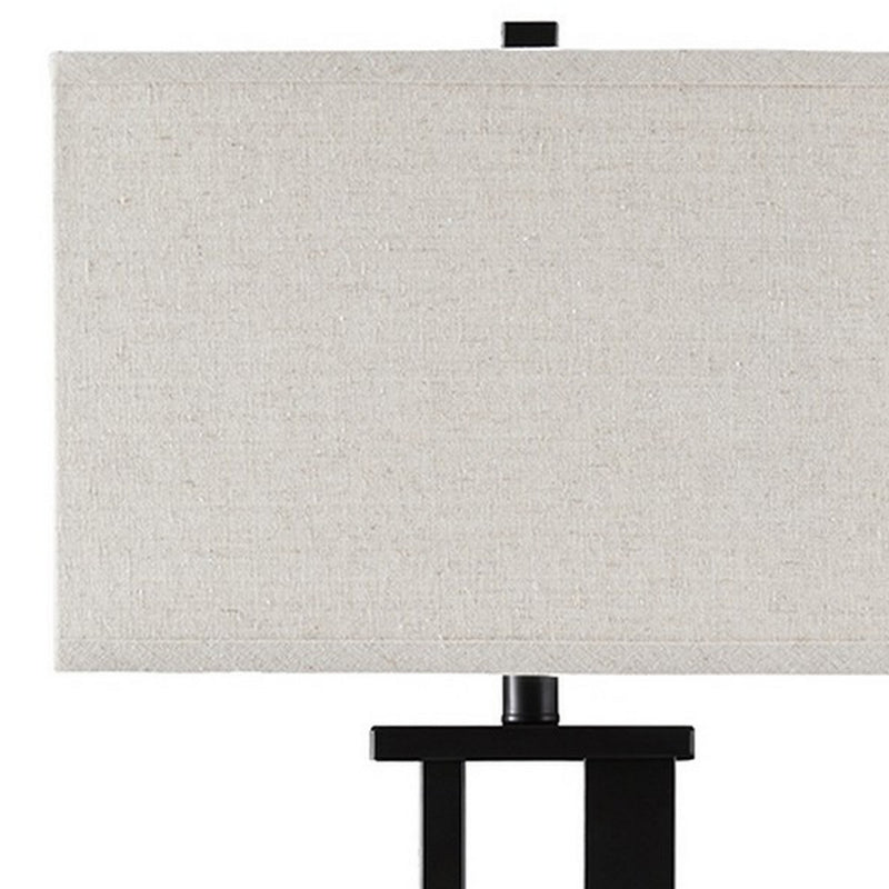 Metal Frame Table Lamp with Hardback Shade Set of 2 Off White and Bronze-zoom-