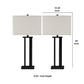 Metal Frame Table Lamp with Hardback Shade Set of 2 Off White and Bronze