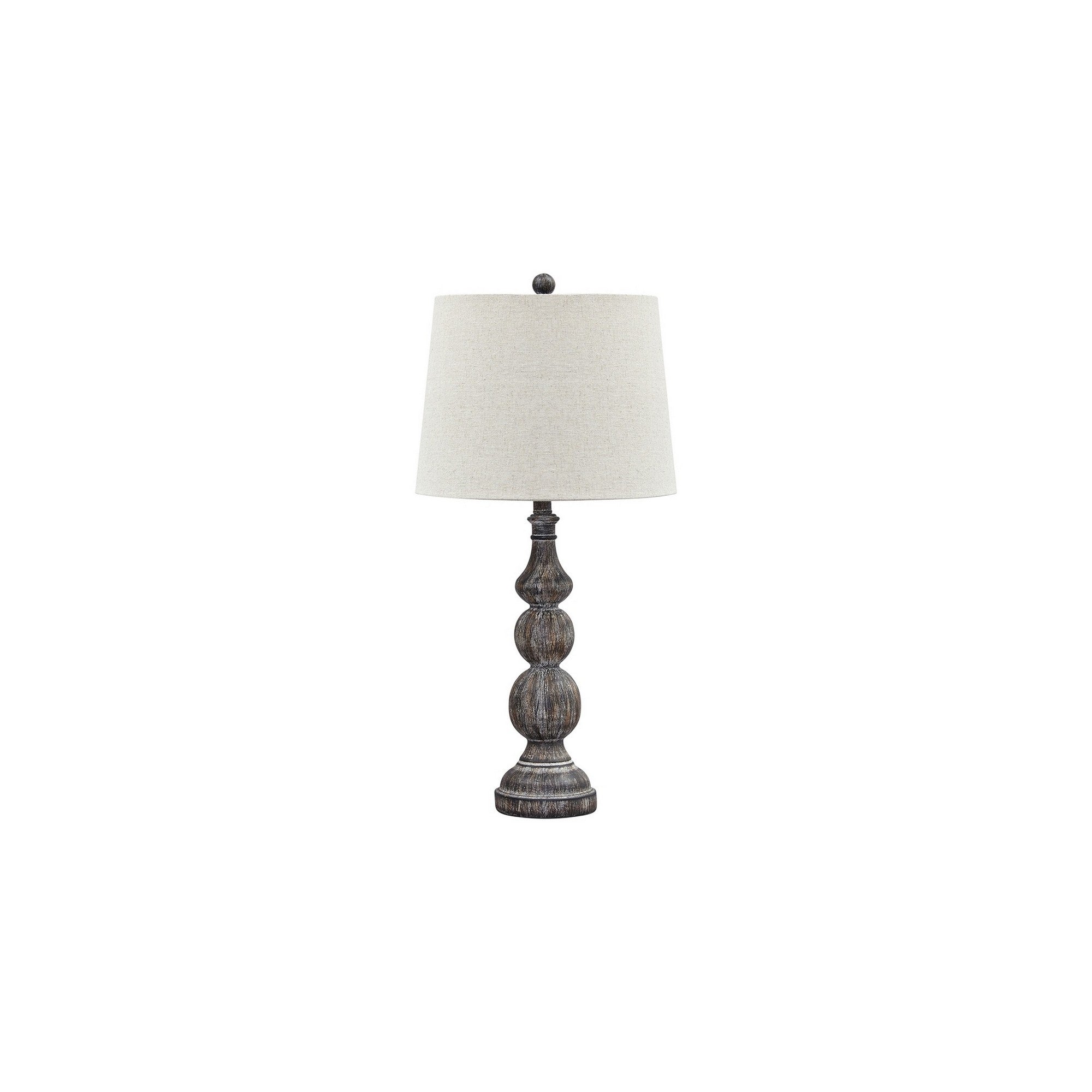 Polyresin Table Lamp with Turned Base Set of 2 Brown and Off White-zoom-2
