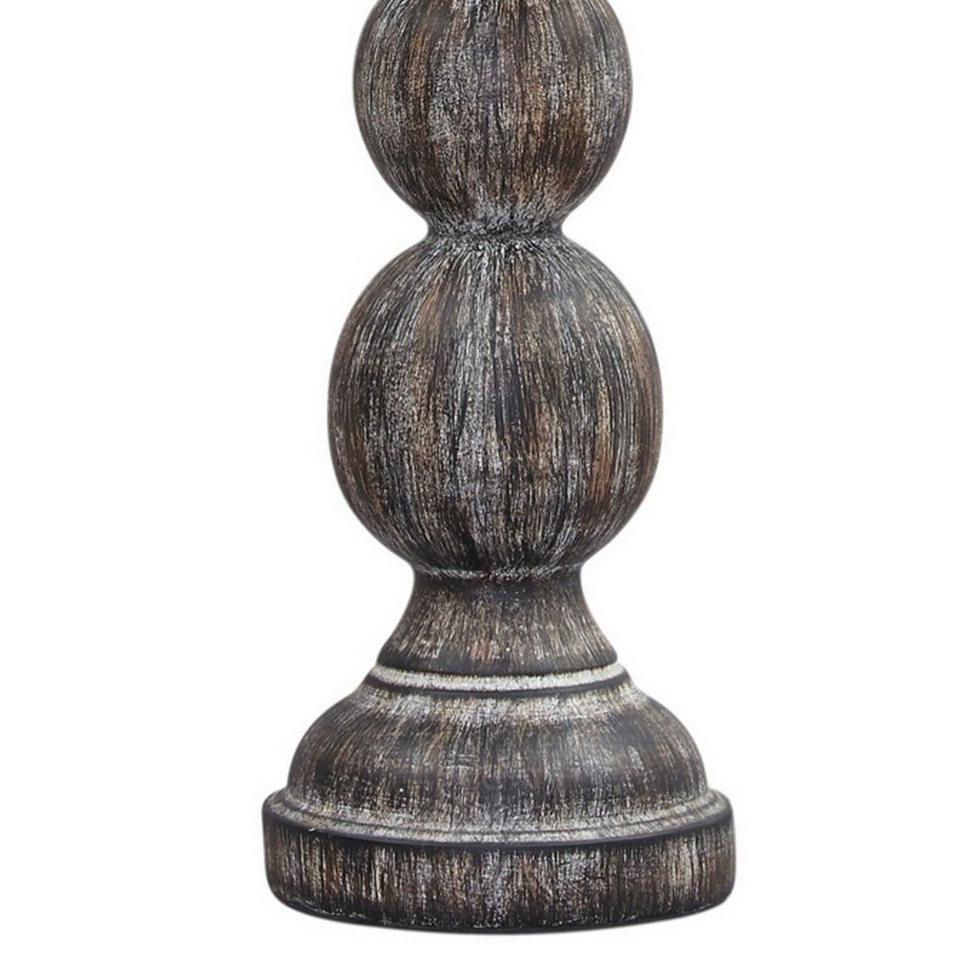 Polyresin Table Lamp with Turned Base Set of 2 Brown and Off White-zoom-3