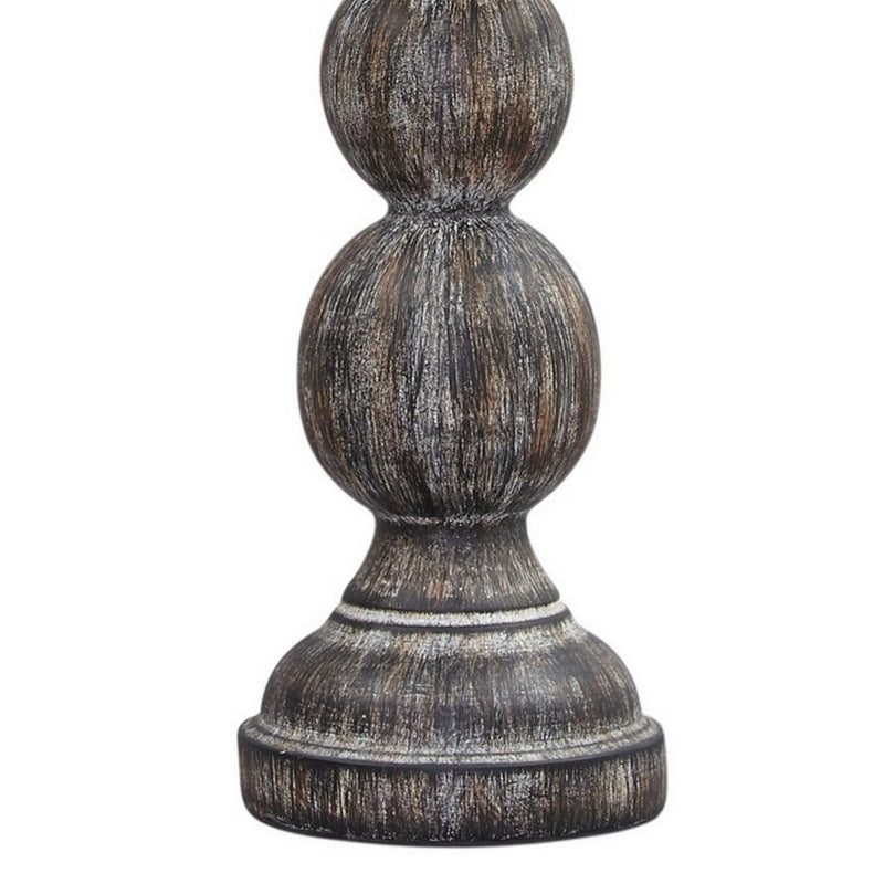 Polyresin Table Lamp with Turned Base Set of 2 Brown and Off White-zoom-