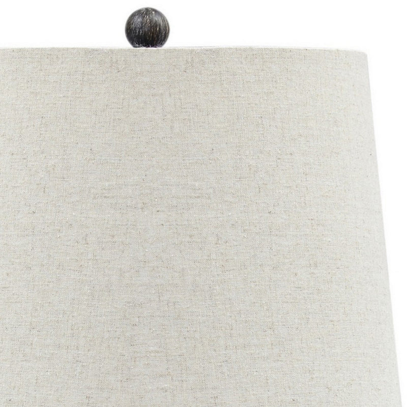 Polyresin Table Lamp with Turned Base Set of 2 Brown and Off White-zoom-