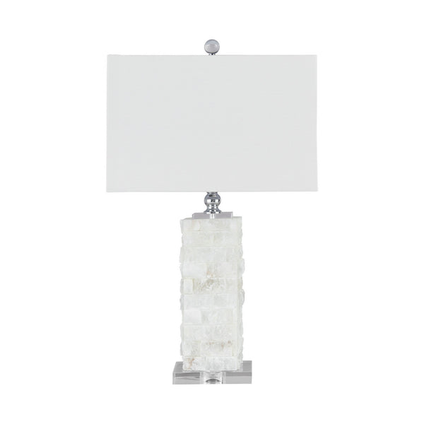 Hardback Shade Table Lamp with Acrylic Base White and Clear