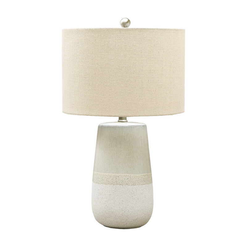 Speckled Ceramic Base Table Lamp with Drum Shade Beige-zoom-