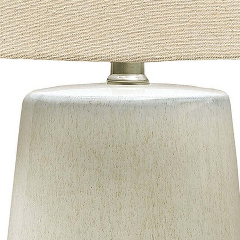 Speckled Ceramic Base Table Lamp with Drum Shade Beige-zoom-