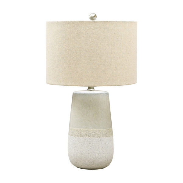 Speckled Ceramic Base Table Lamp with Drum Shade Beige