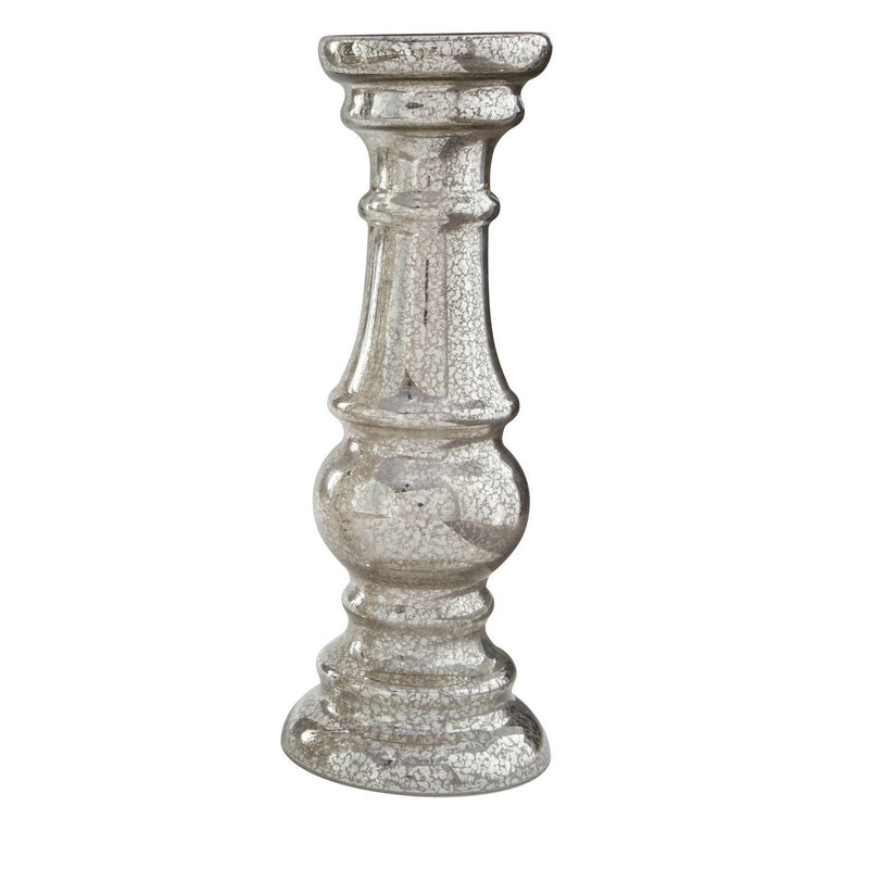 Mercury Glass Candleholder With Pedestal Base Set Of 3 Silver-zoom-
