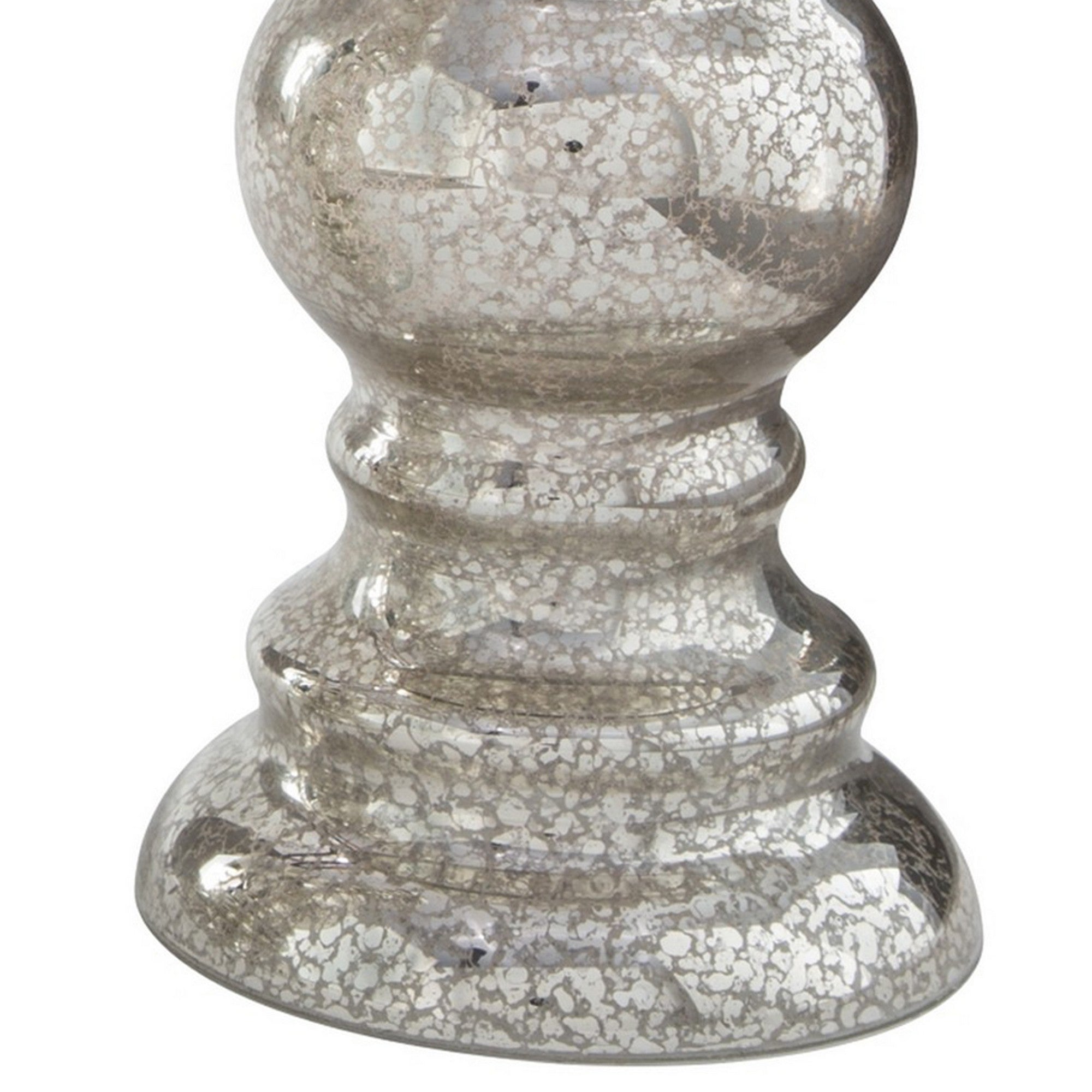 Mercury Glass Candleholder With Pedestal Base Set Of 3 Silver-zoom-3