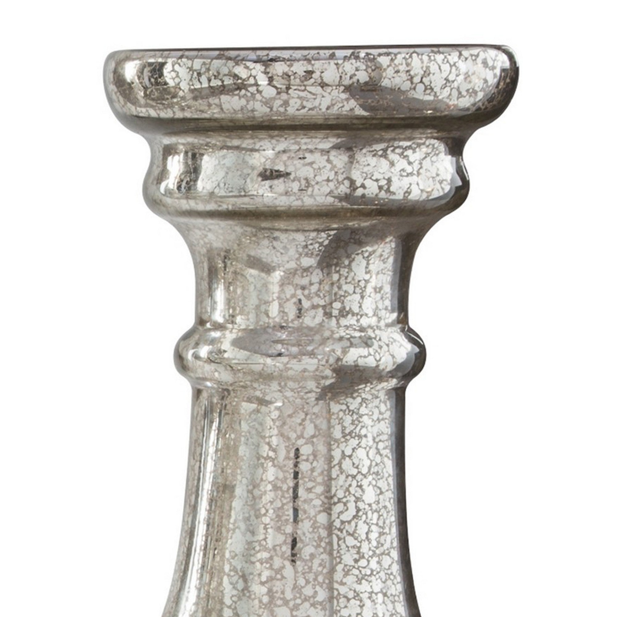 Mercury Glass Candleholder With Pedestal Base Set Of 3 Silver-zoom-4