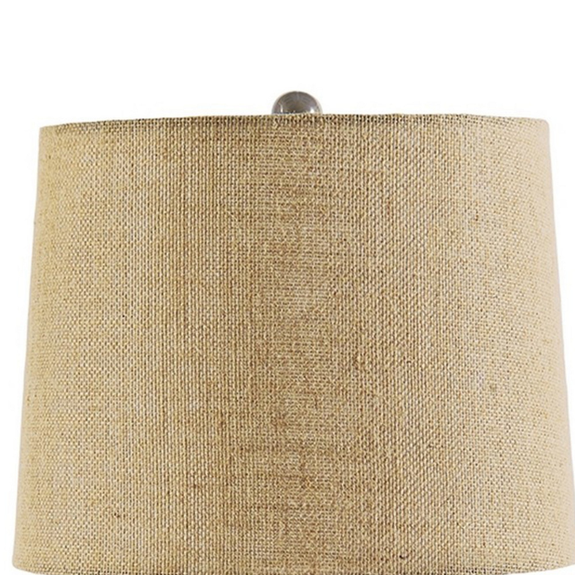Bellied Ceramic Base Table Lamp with Drum Shade Beige and Gray-zoom-2