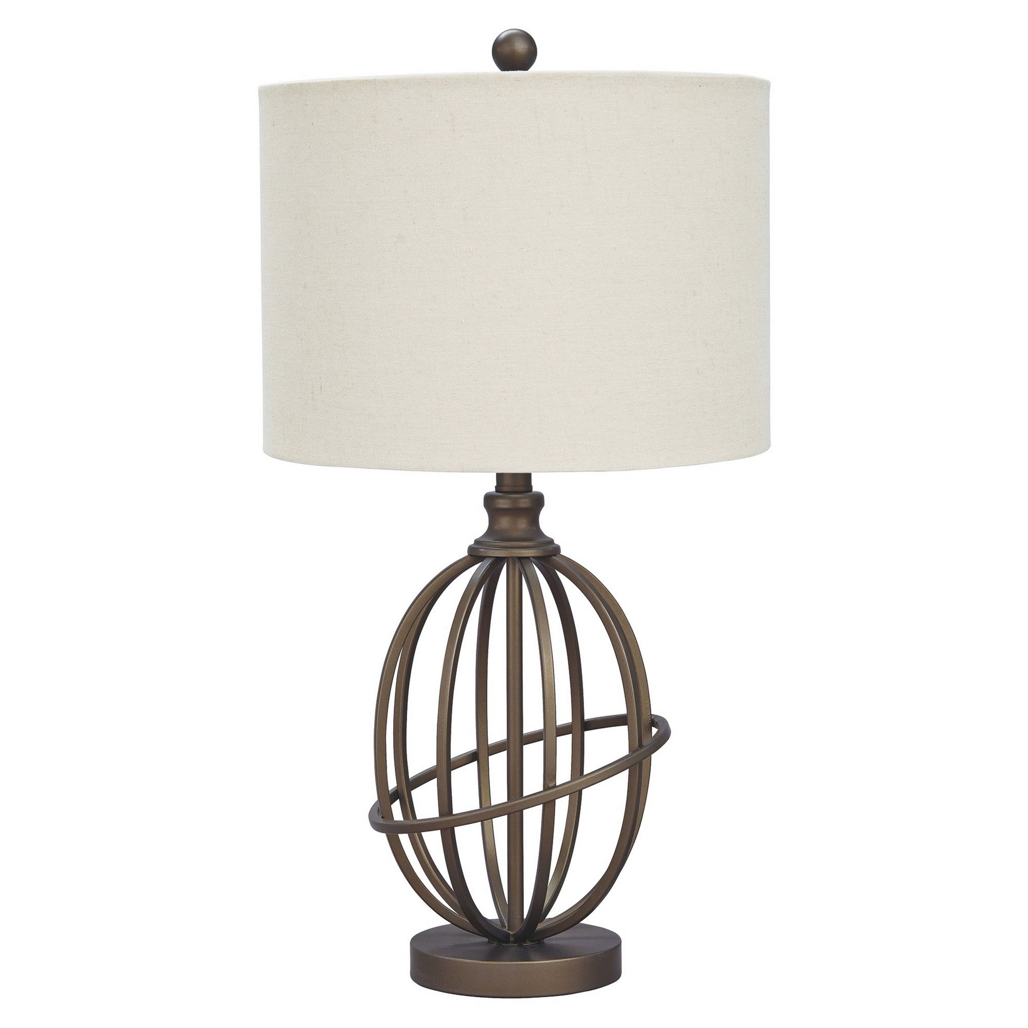 Armillary Metal Base Table Lamp with fabric Shade White and Bronze-zoom-1