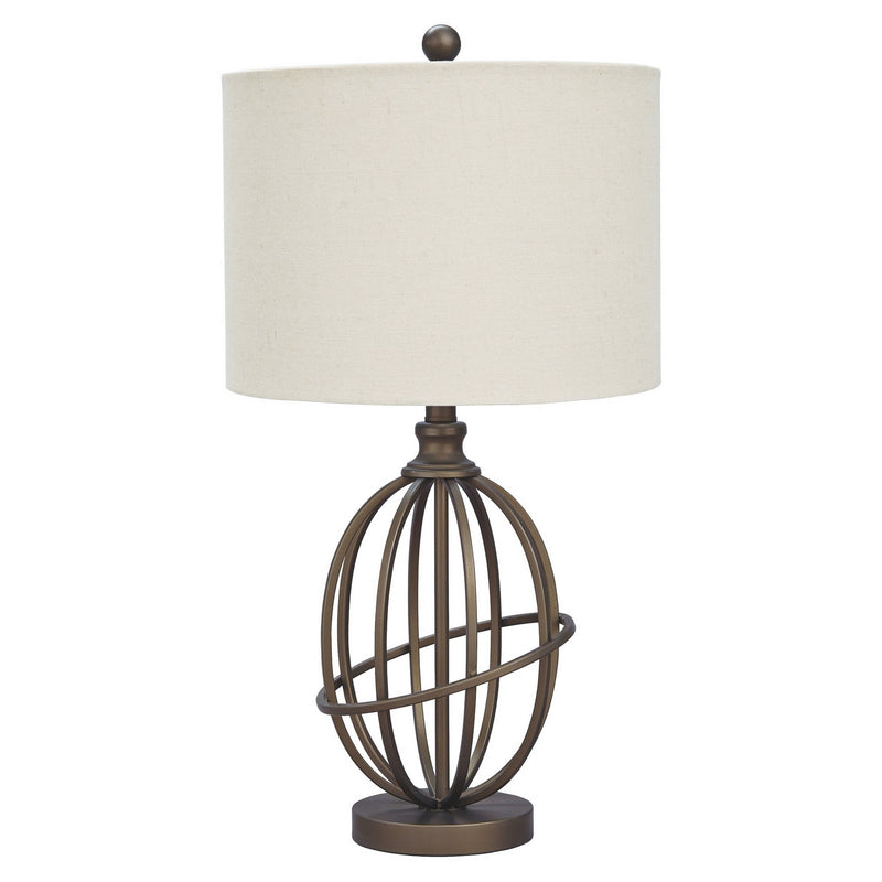 Armillary Metal Base Table Lamp with fabric Shade White and Bronze-zoom-