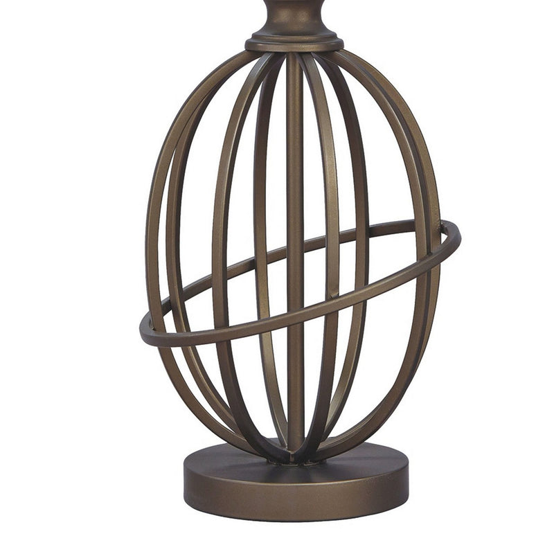 Armillary Metal Base Table Lamp with fabric Shade White and Bronze-zoom-