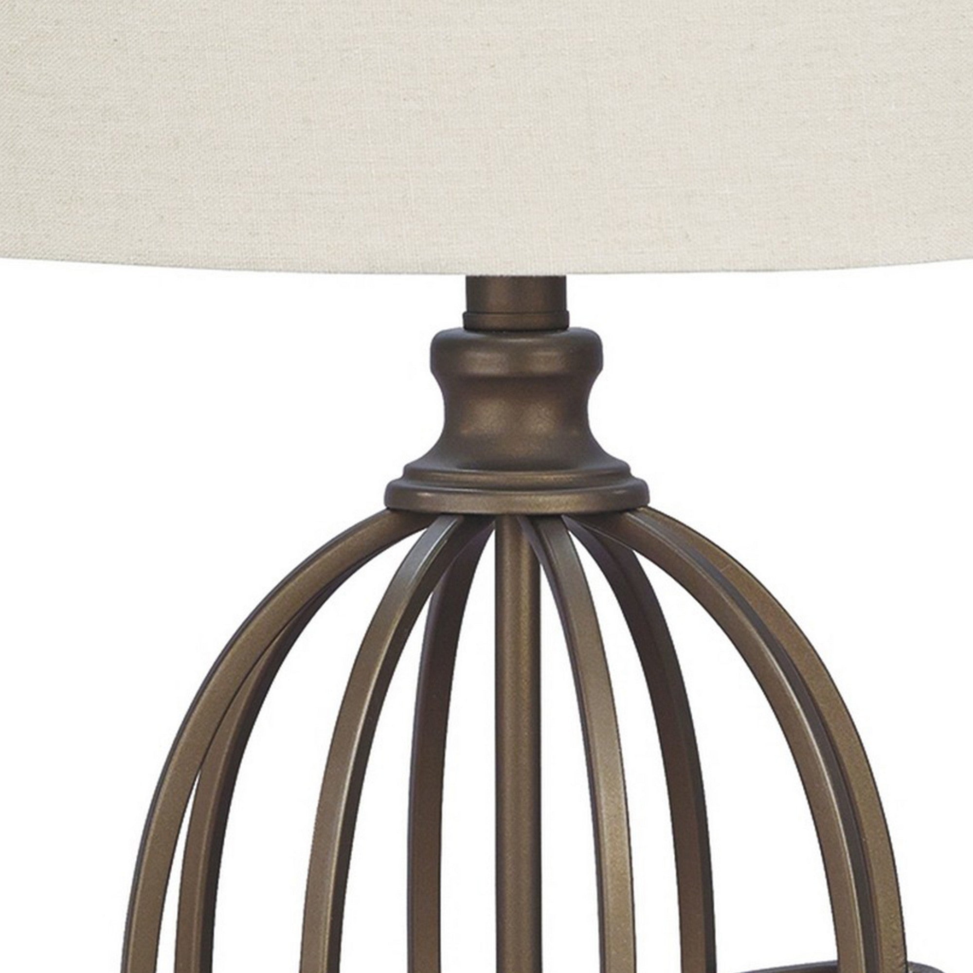 Armillary Metal Base Table Lamp with fabric Shade White and Bronze-zoom-4