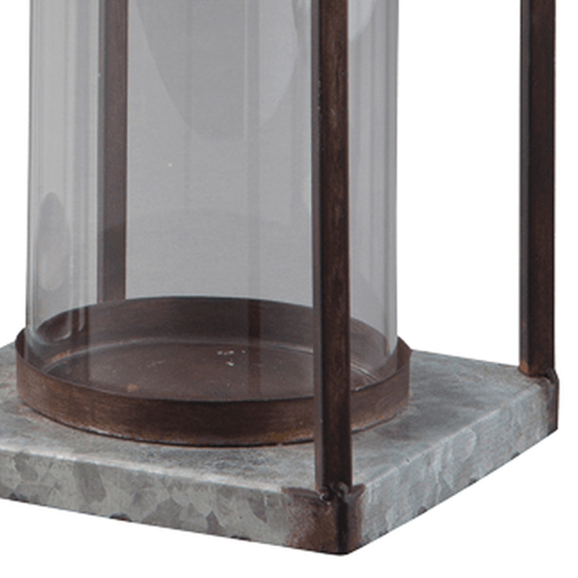 Geometric Lantern With Glass Hurricane Set Of 2 Black And Gray-zoom-3