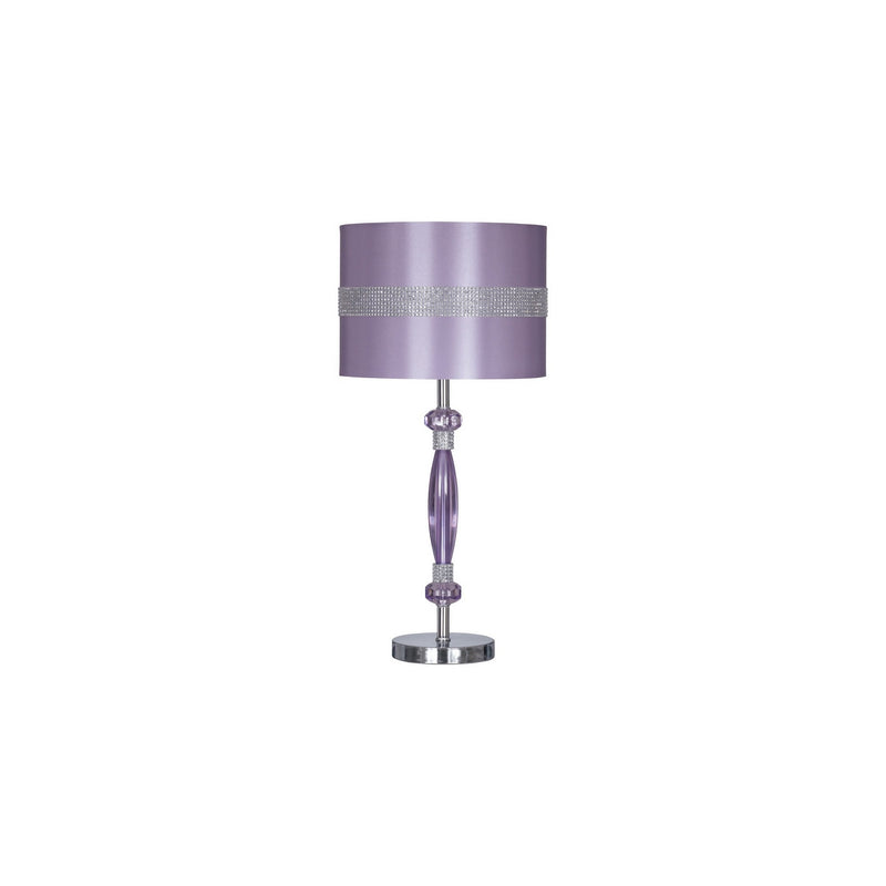 Acrylic and Metal Base Table Lamp with Fabric Shade Purple-zoom-