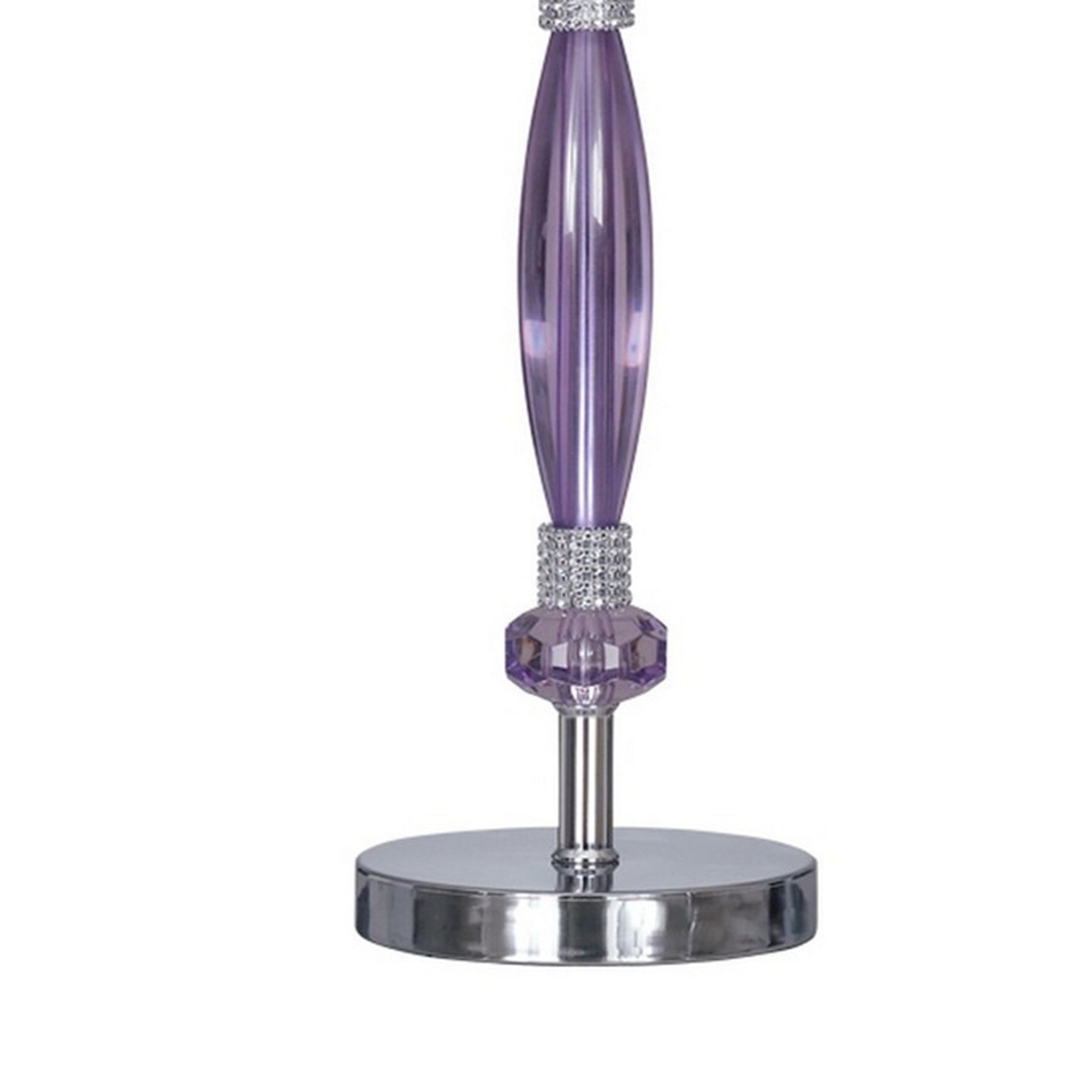 Acrylic and Metal Base Table Lamp with Fabric Shade Purple-zoom-3