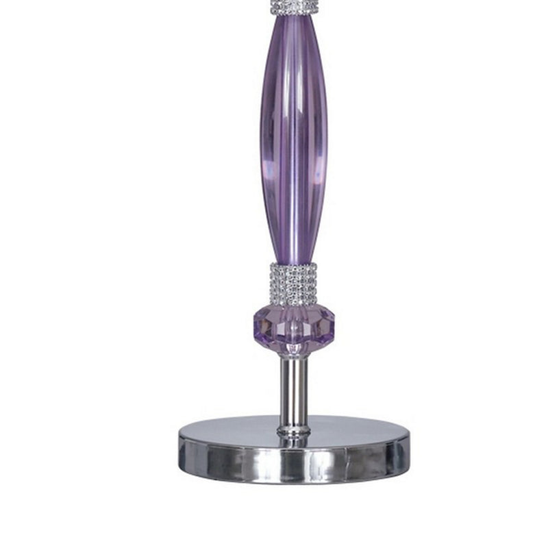 Acrylic and Metal Base Table Lamp with Fabric Shade Purple-zoom-