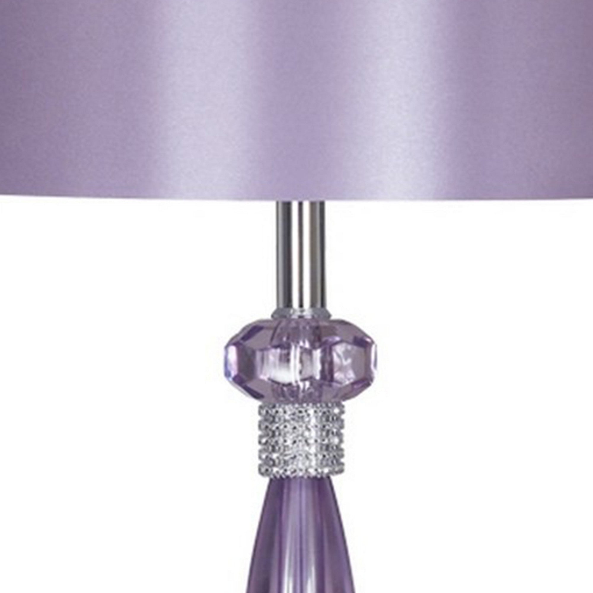 Acrylic and Metal Base Table Lamp with Fabric Shade Purple-zoom-4