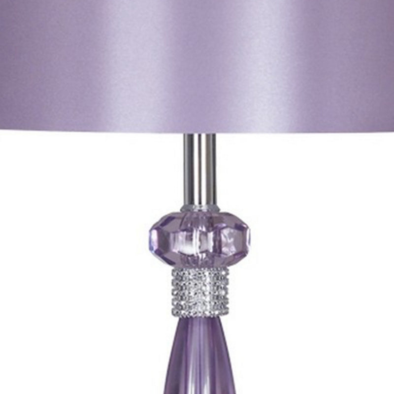 Acrylic and Metal Base Table Lamp with Fabric Shade Purple-zoom-