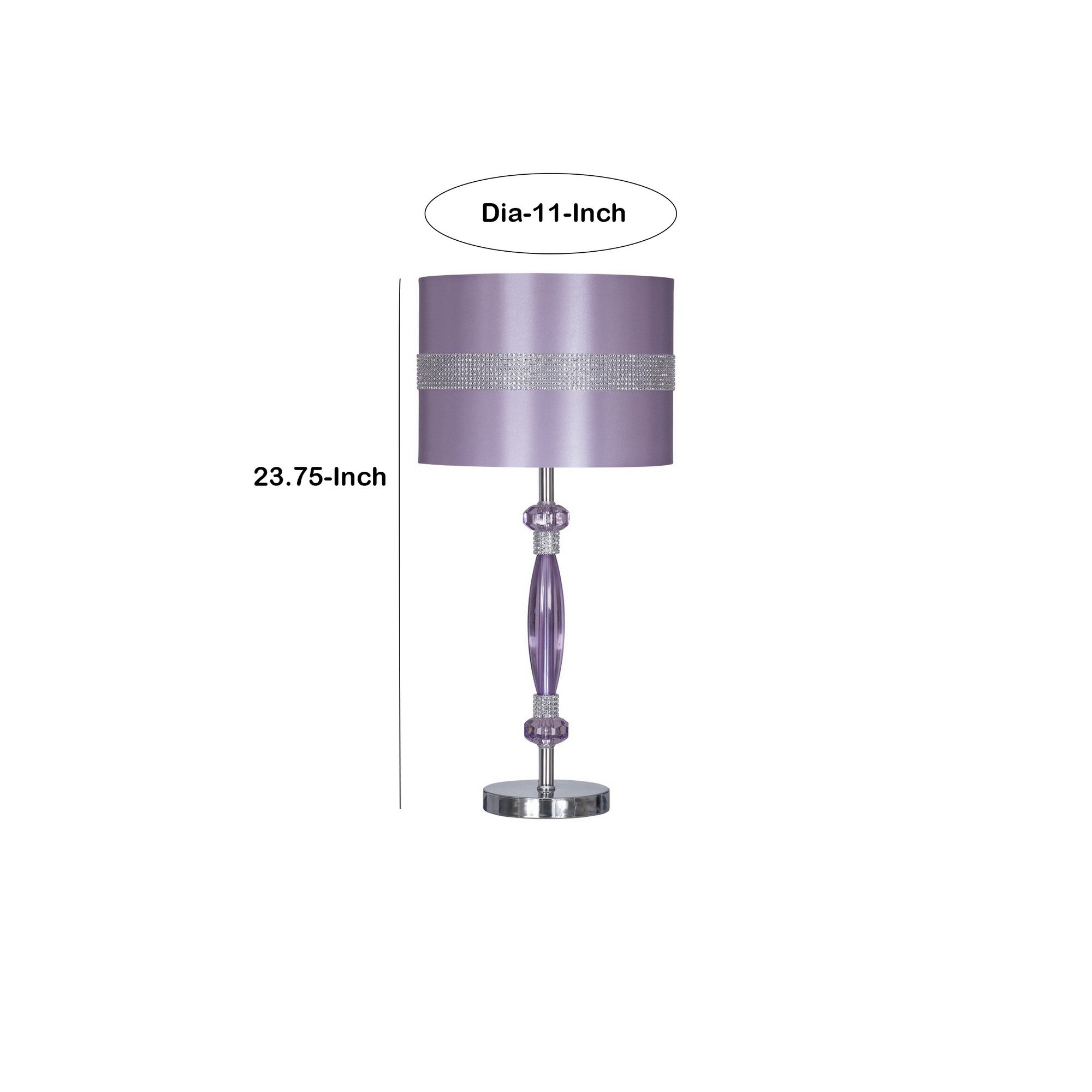 Acrylic and Metal Base Table Lamp with Fabric Shade Purple-zoom-5