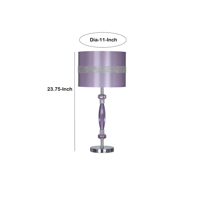 Acrylic and Metal Base Table Lamp with Fabric Shade Purple-zoom-