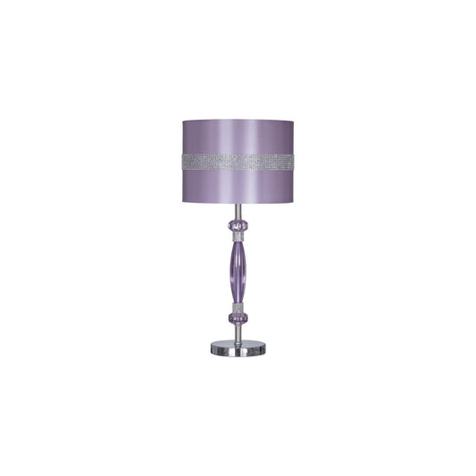 Acrylic and Metal Base Table Lamp with Fabric Shade Purple