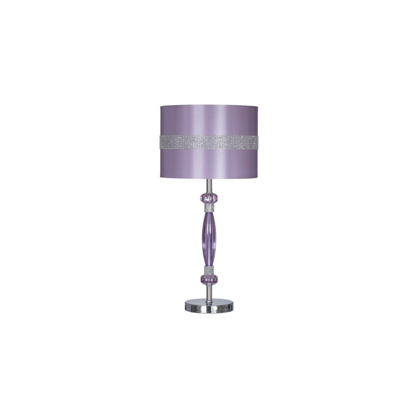 Acrylic and Metal Base Table Lamp with Fabric Shade Purple