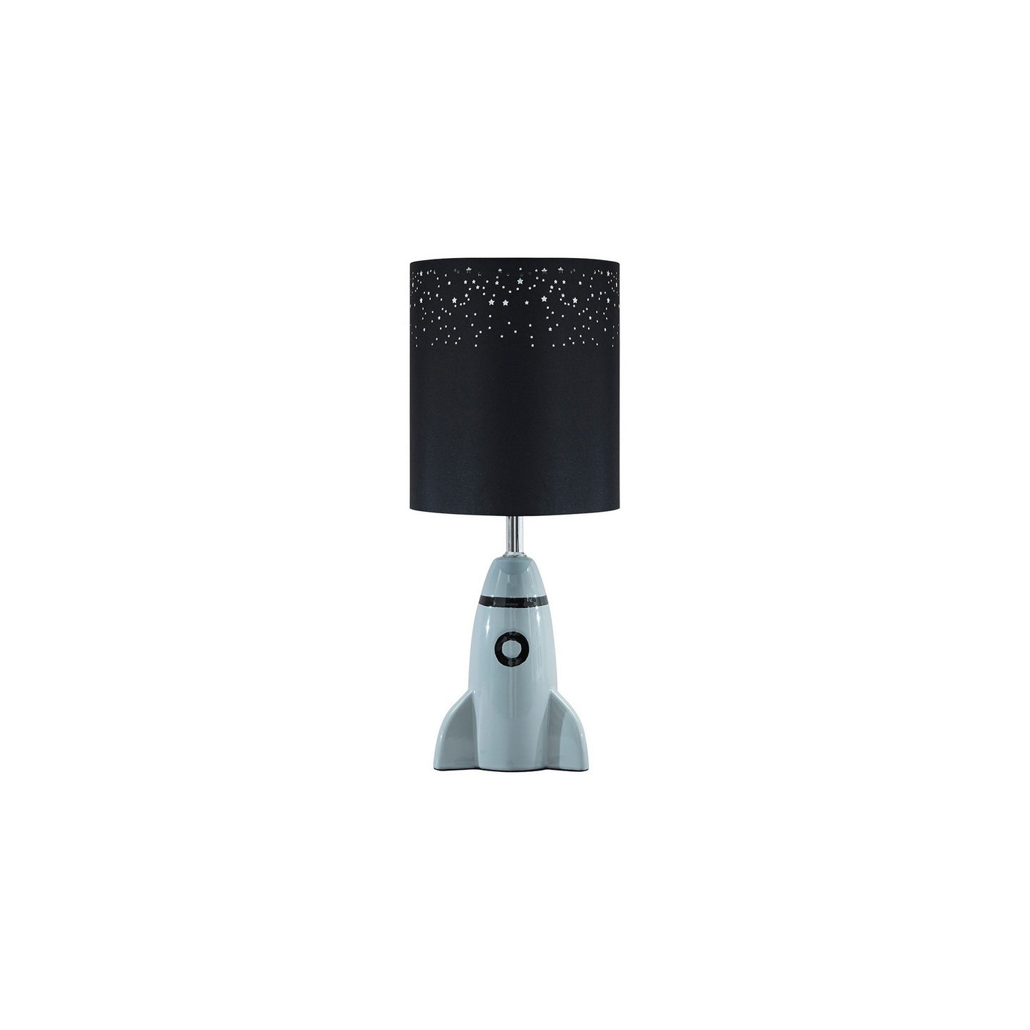 Rocket Ceramic Base Table Lamp with fabric Shade Black and Gray