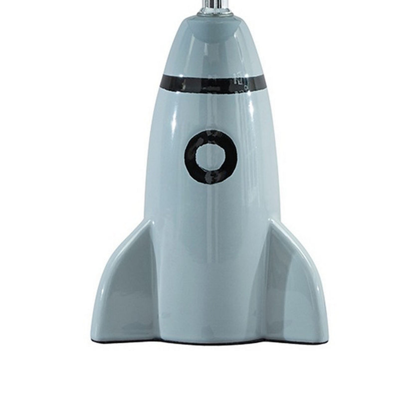 Rocket Ceramic Base Table Lamp with fabric Shade Black and Gray-zoom-