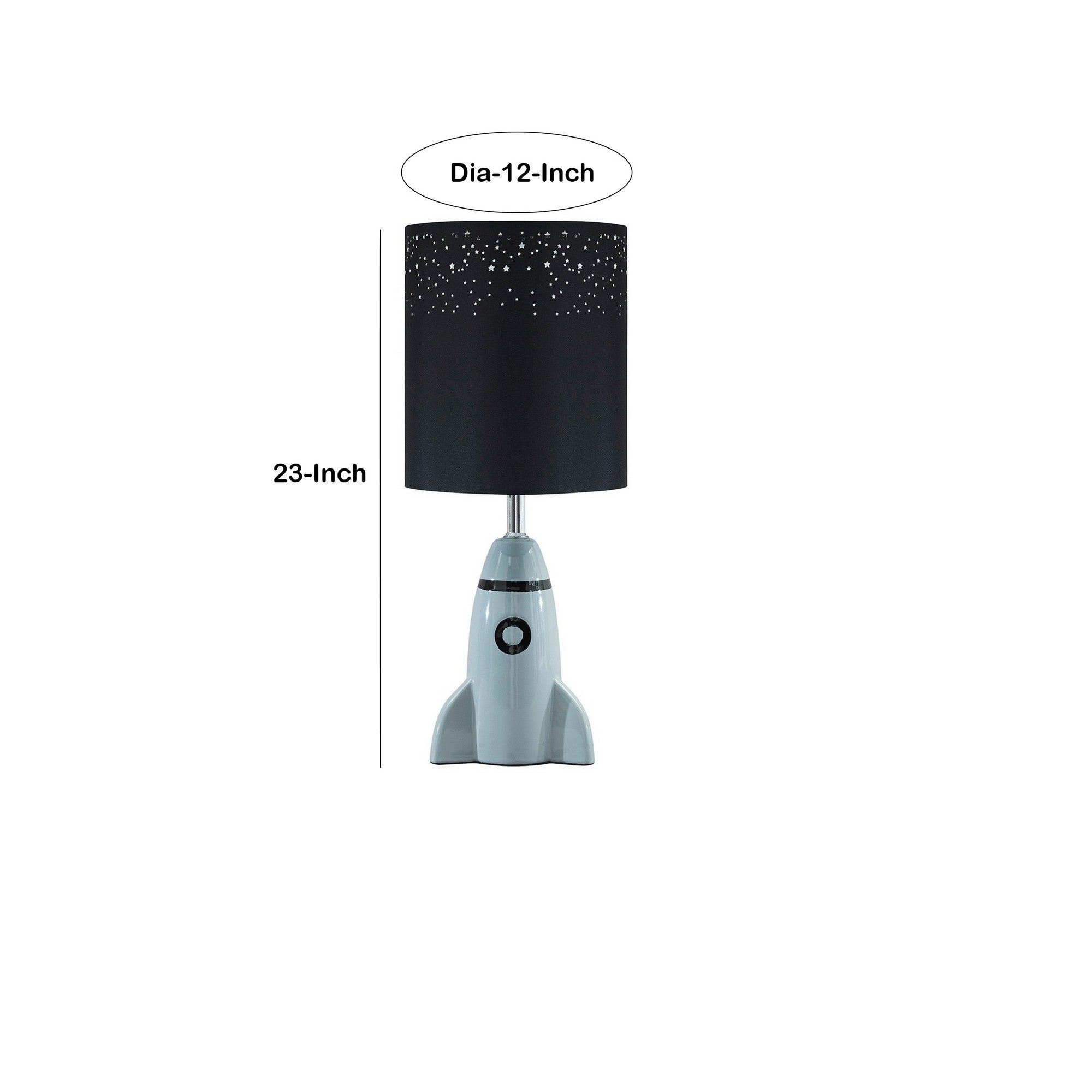 Rocket Ceramic Base Table Lamp with fabric Shade Black and Gray-zoom-5