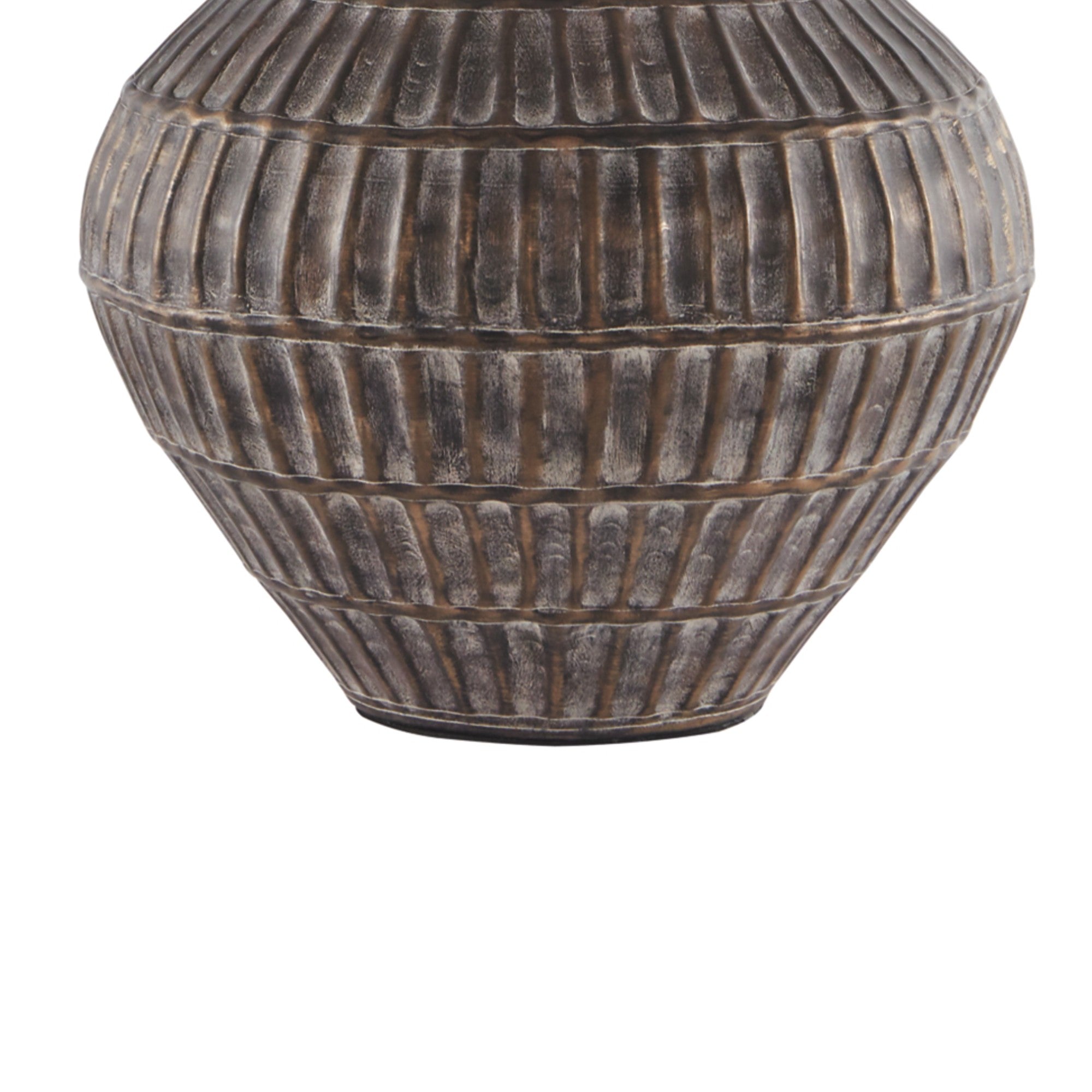 Metal Table Lamp with Bellied Embossed Vertical Lines Base Antique Bronze-zoom-4