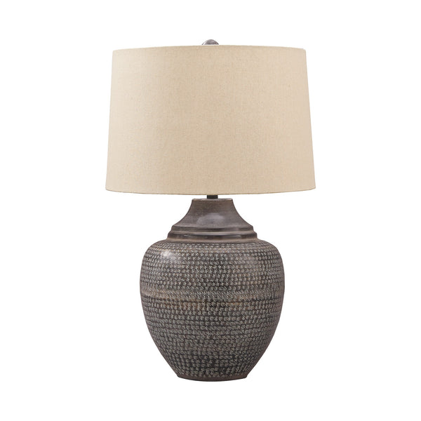 Metal Table Lamp with Urn Shape Base Brown