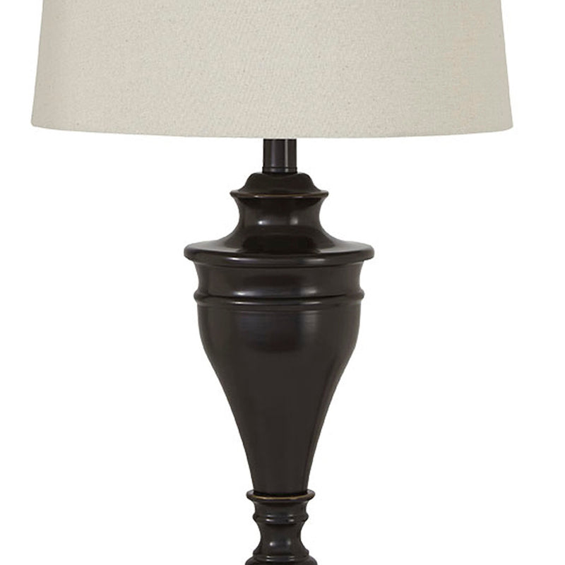 Metal Table Lamp with Turned Pedestal Base Set of 2 Bronze-zoom-