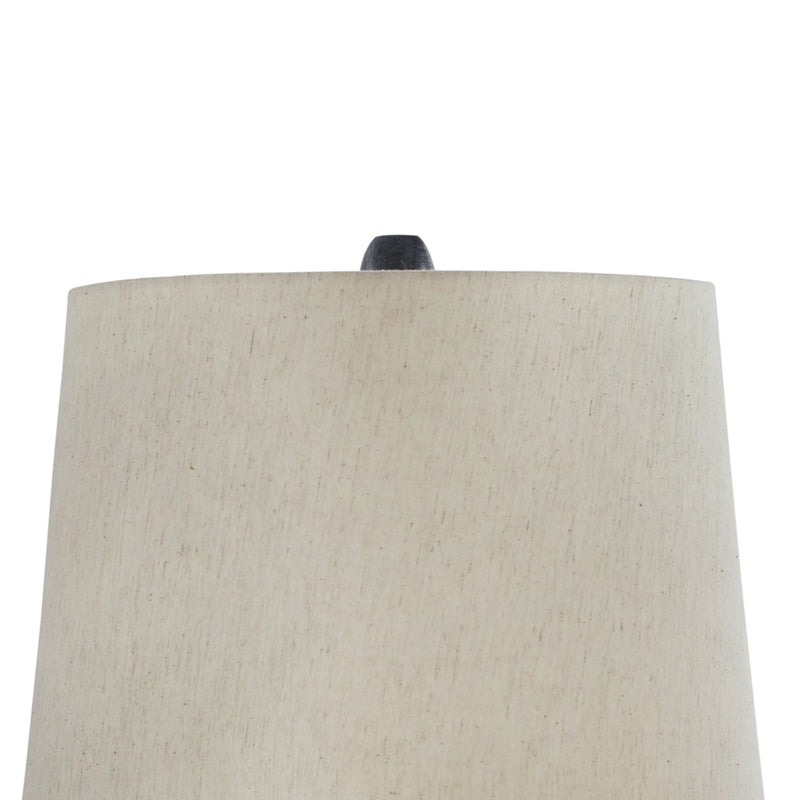 Drum Shade Table Lamp with Metal Curved Design Base Blue-zoom-