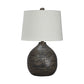 Pot Bellied Base Metal Table Lamp with Dotted Pattern Black