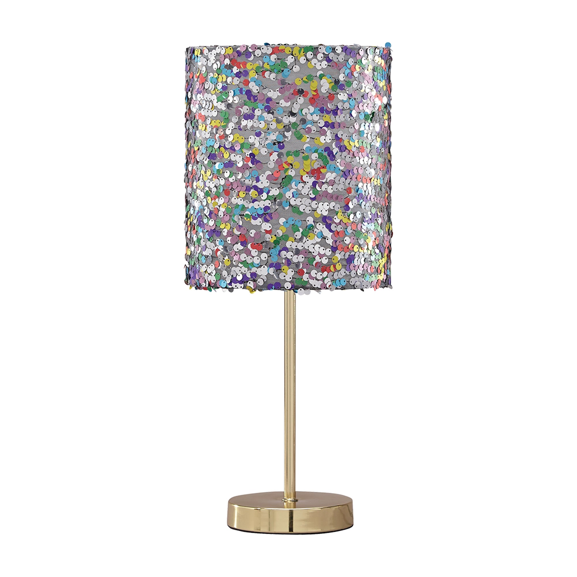 Metal Table Lamp with Sequined Shade Multicolor-zoom-1