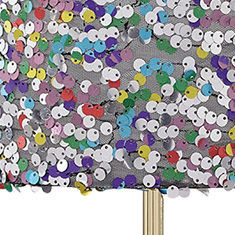 Metal Table Lamp with Sequined Shade Multicolor-zoom-
