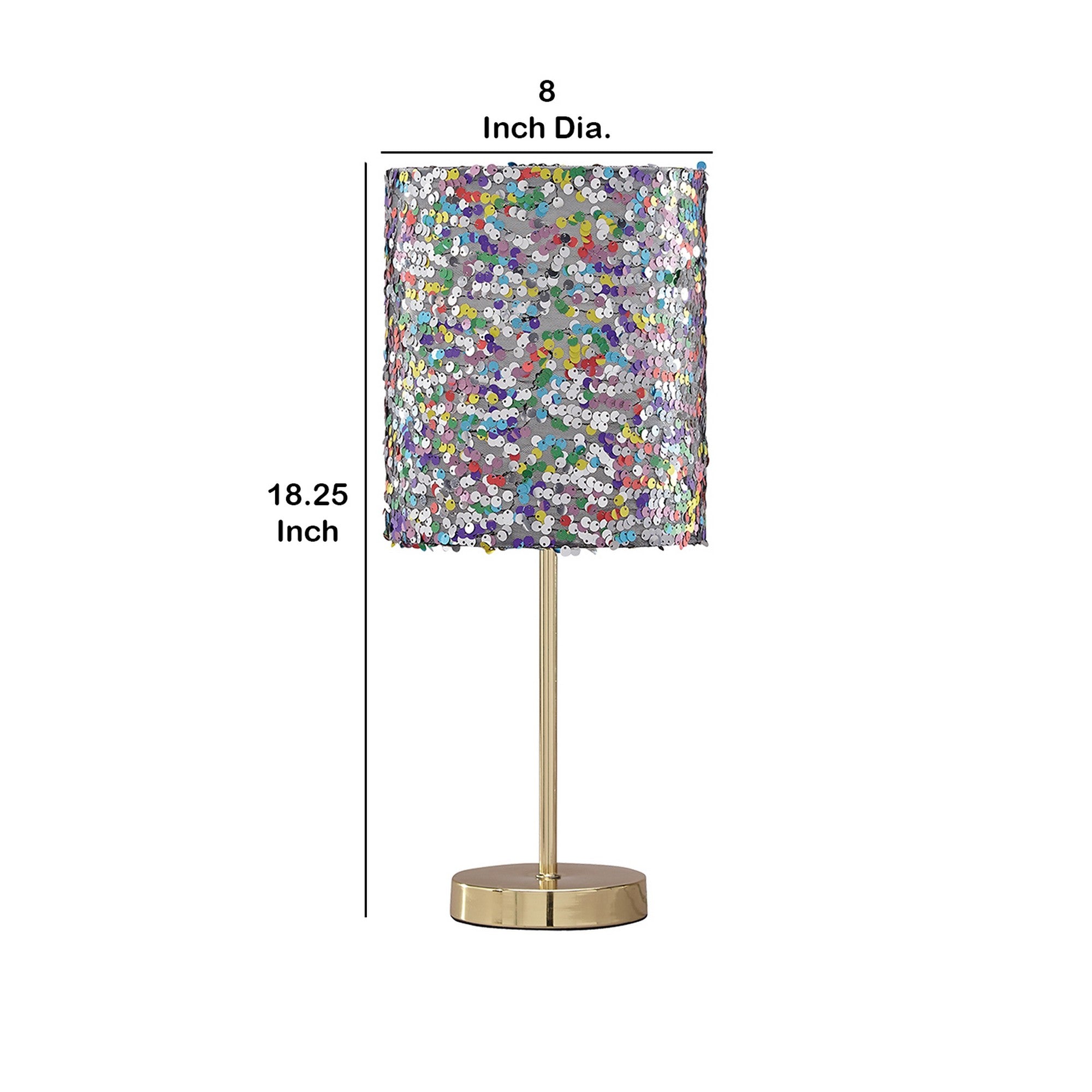 Metal Table Lamp with Sequined Shade Multicolor-zoom-5