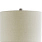 Textured Ceramic Frame Table Lamp with Fabric Shade Gray and Off White